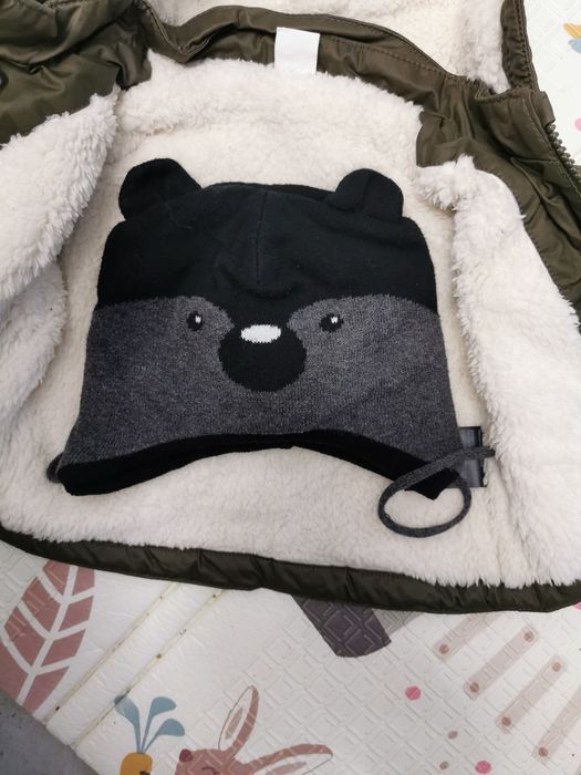 Śliczna kurtka zimowa H&M r. 68 i czapka