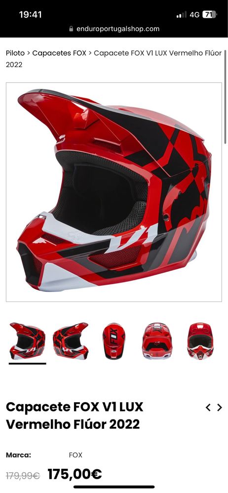 Capacete fox V1 usado 3vezes. Igual a novo