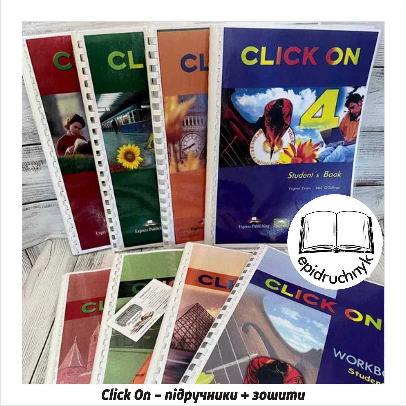 Click On - 1, 2, 3, 4 - Книга + Зошит. Друк. Знижки на опт!