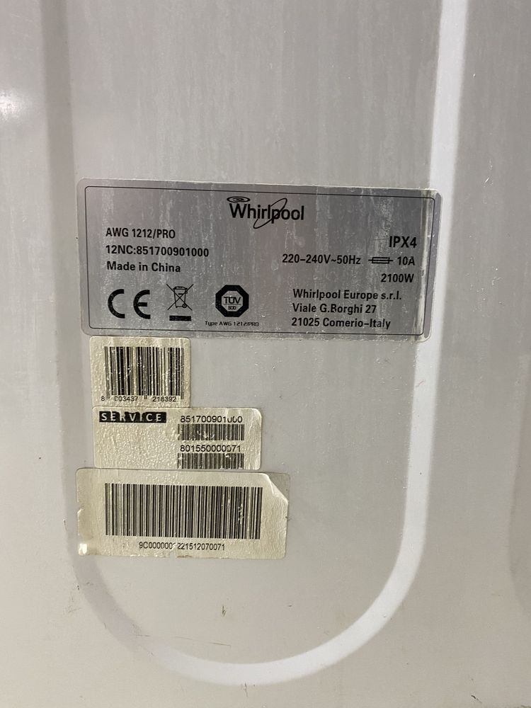 Розборка Професійна пральна машина AWG 1112 S/PRO Whirlpool