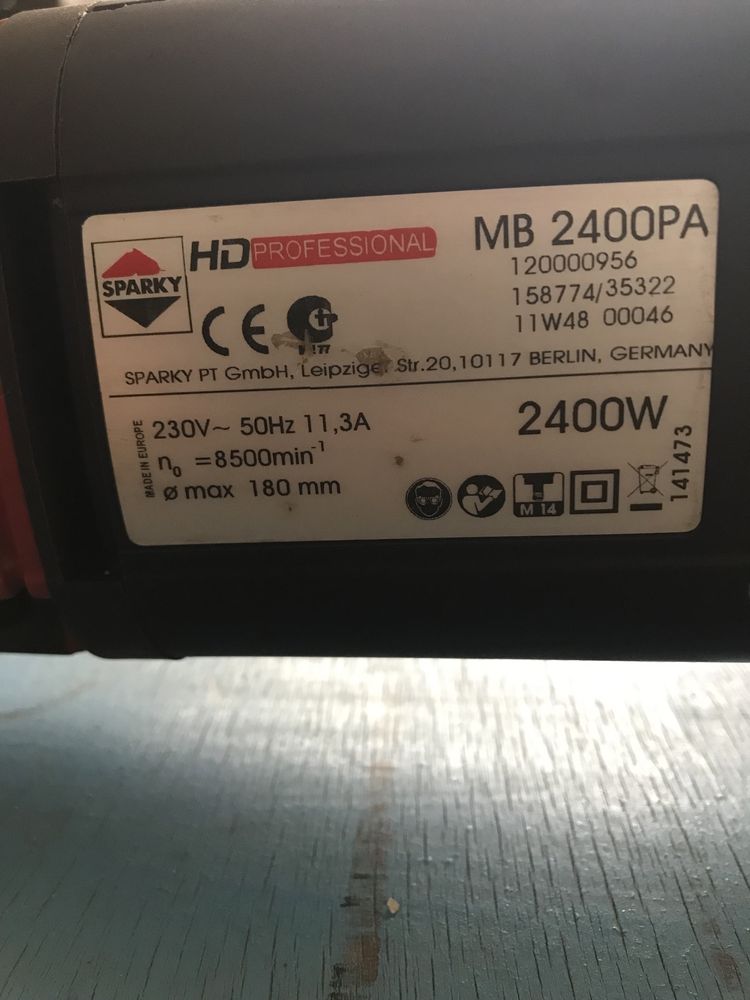 Кутова шліфувальна машина Sparky MB 2400PA,d180mm