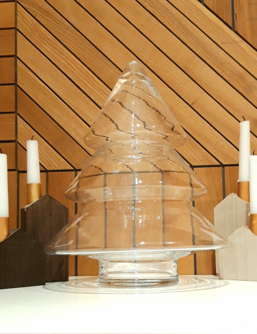 Ваза декор новорічна ялинка 40 см скляна для корків квітів прикрас