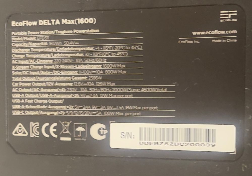 Поодам зарядну станцію EcoFlow DELTA Max 1600