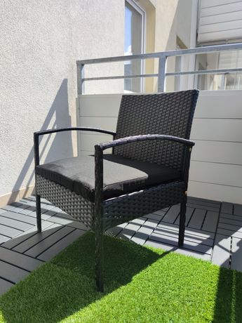 Nowe krzesło ogrodowe z poduszką technorattan czarne