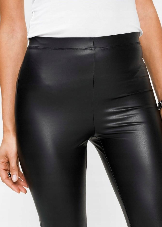B.P.C legginsy czarne z eko skóry półmat r.36/38