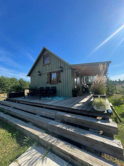 Drewniany domek 7 X 5 z poddaszem użytkowym - NOWY