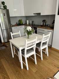 Biały Stół sosnowy IKEA Ingo 120x75 + 4 krzesła