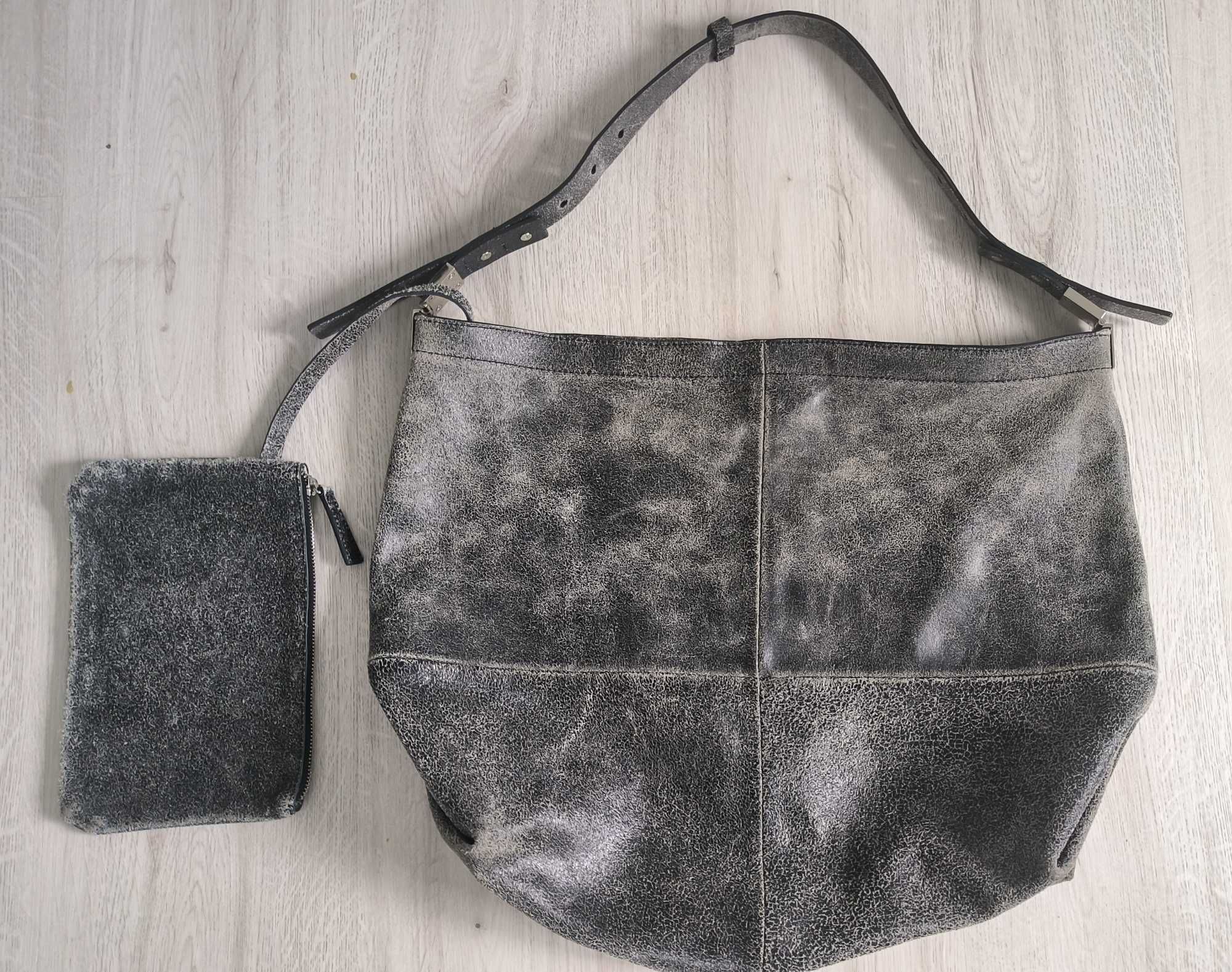 Zara сумка шопер із замшевим зістареним ефектом і гаманцем