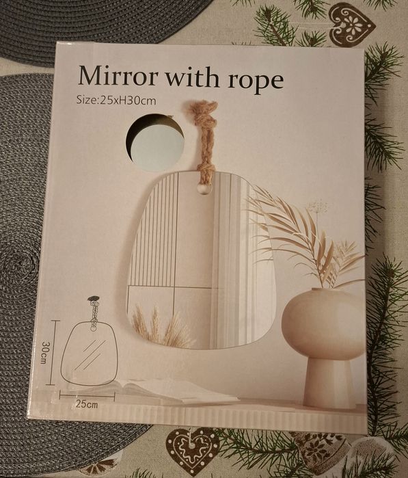 trzy lustra ozdobne na ścianę boho lina