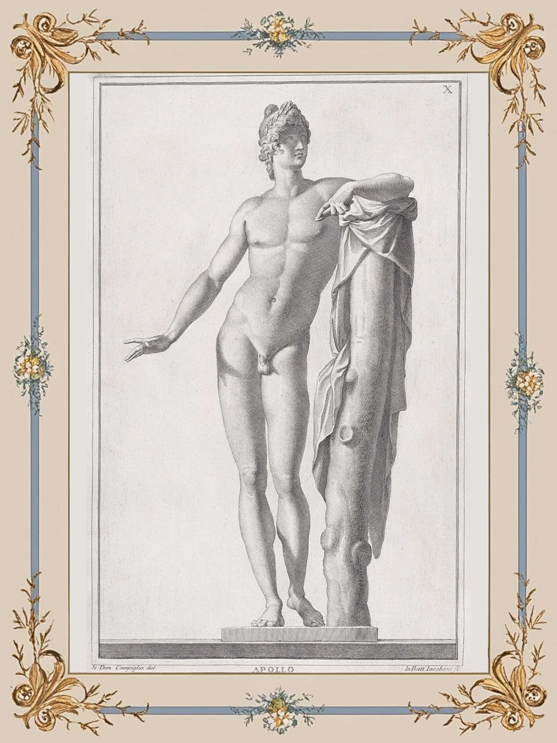 Mitologia Grecka - oryginalny XVIII wieczny staloryt z passe-partout