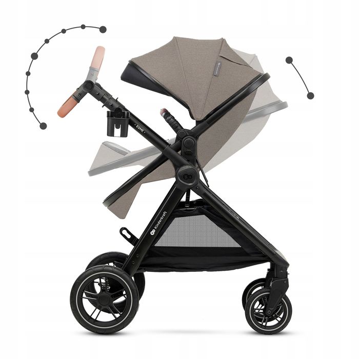 kinderkraft esme wózek wielofunkcyjny 3w1 z fotelikiem mink pro beige