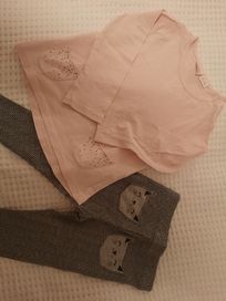 Zara, Coccodrillo, zestaw legginsy bluzka 92