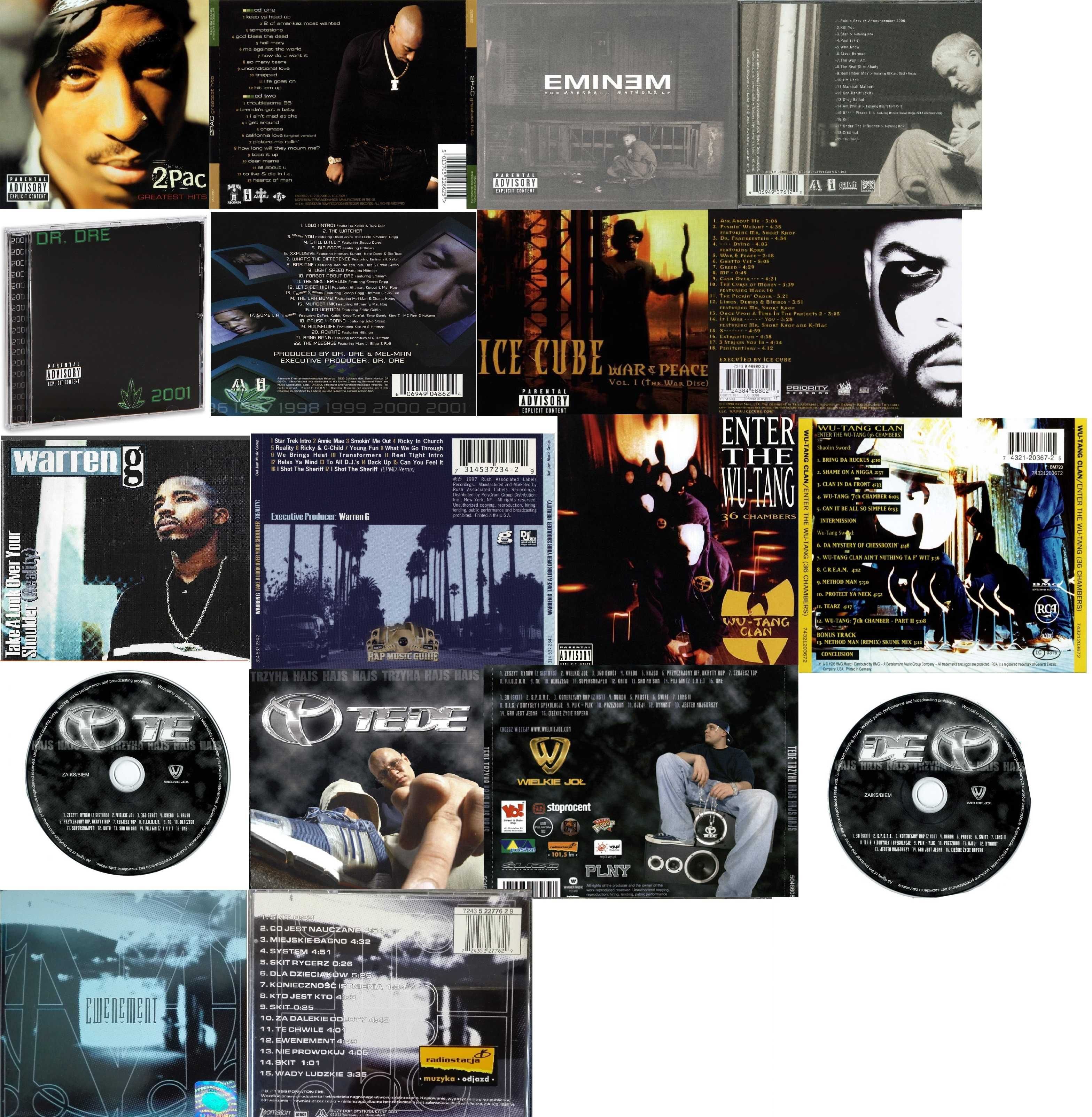 Zestaw Oryginalnych Płyt CD - TEDE, Molesta, 2 pac, Eminem - Hip Hop