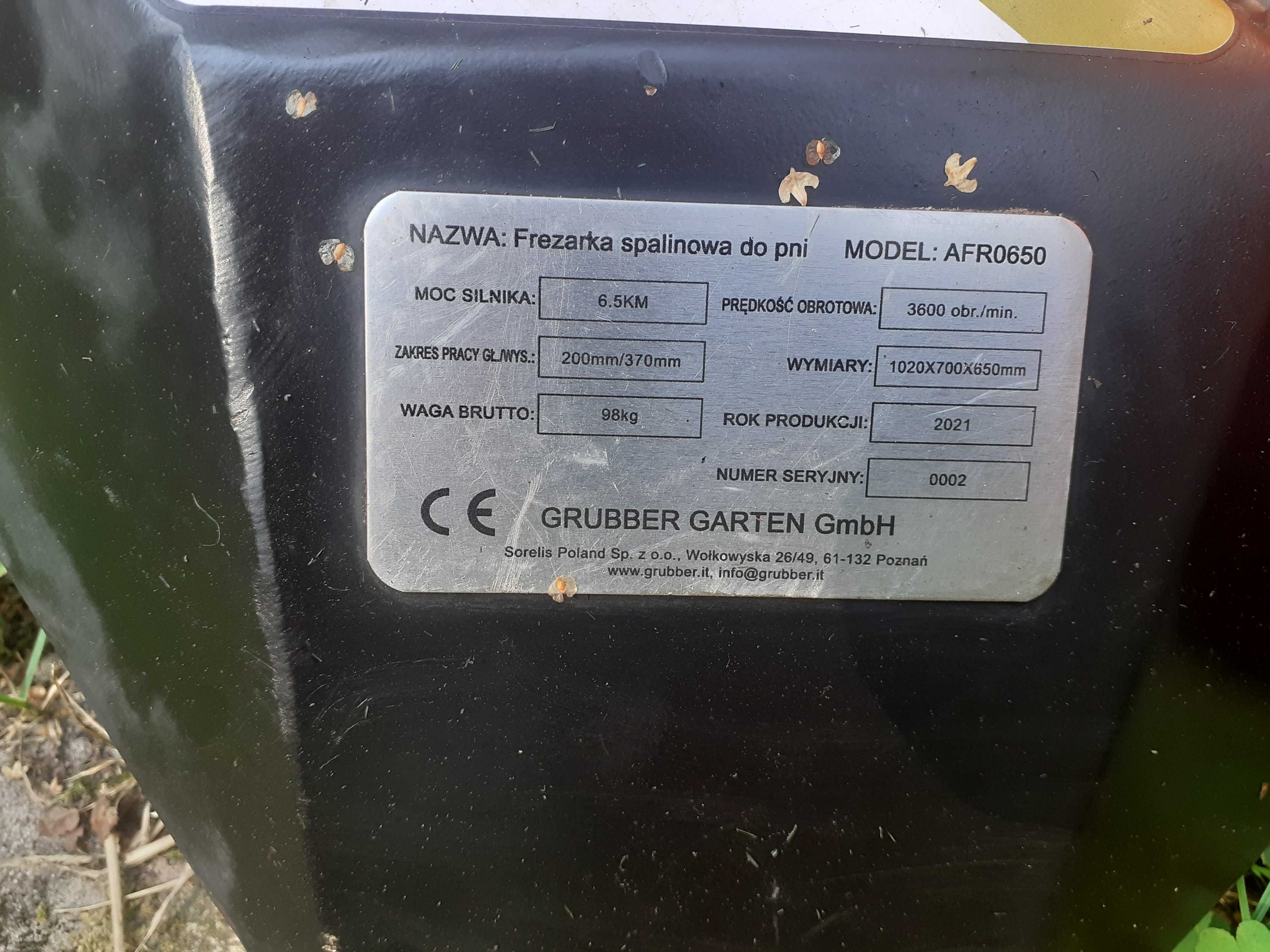 Frezarka - karczownik AFR0650 firmy GRUBBER do pni drzew itp. 3950 zł