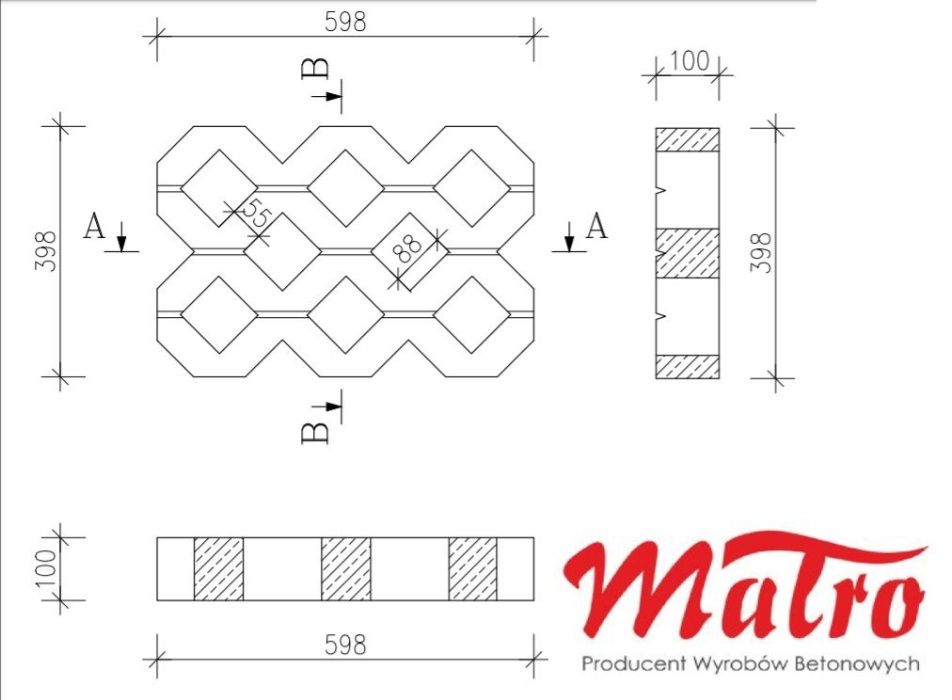 Ażur, płyta ażurowa 60x40x10 kostka brukowa, meba, płyta eko