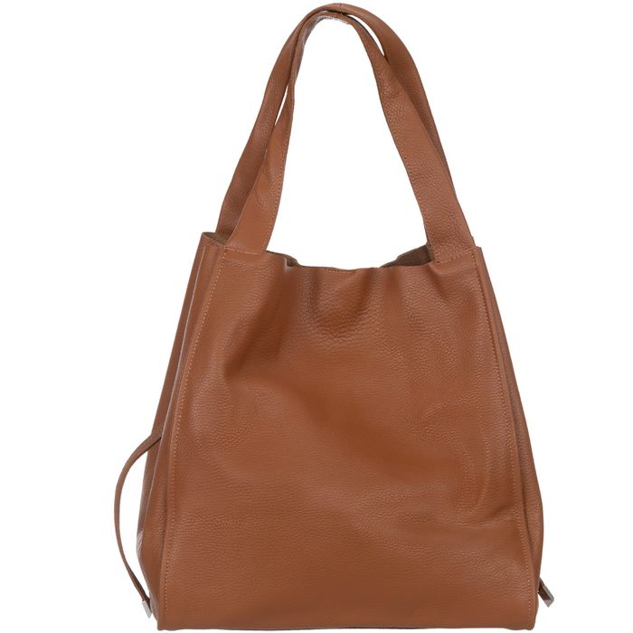 VERA PELLE torebka damska skórzana shopper z saszetką V497 c.brązowa