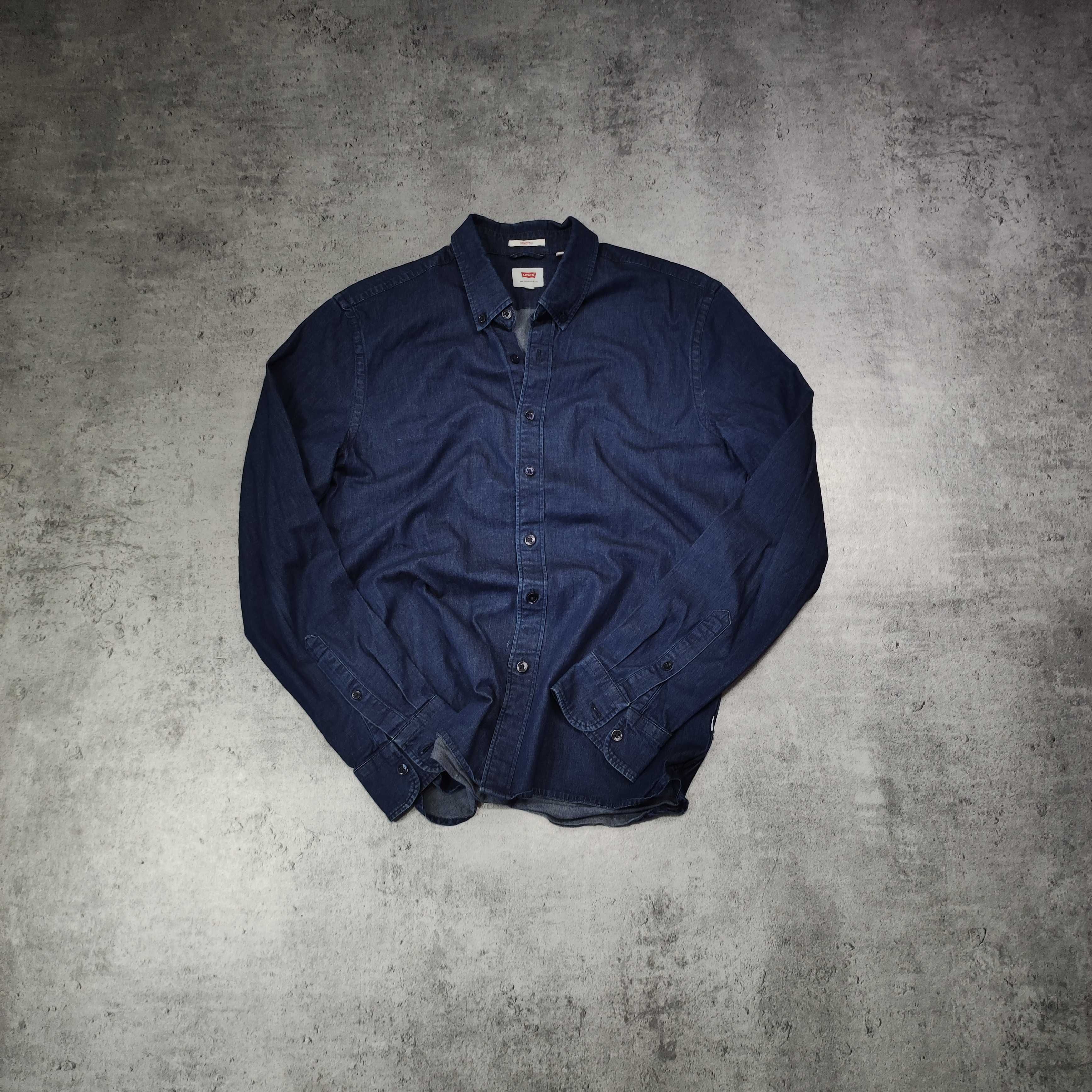 MĘSKA Elegancka Koszula Levis Efekt Jeansu Gładka Logo Klasyczna