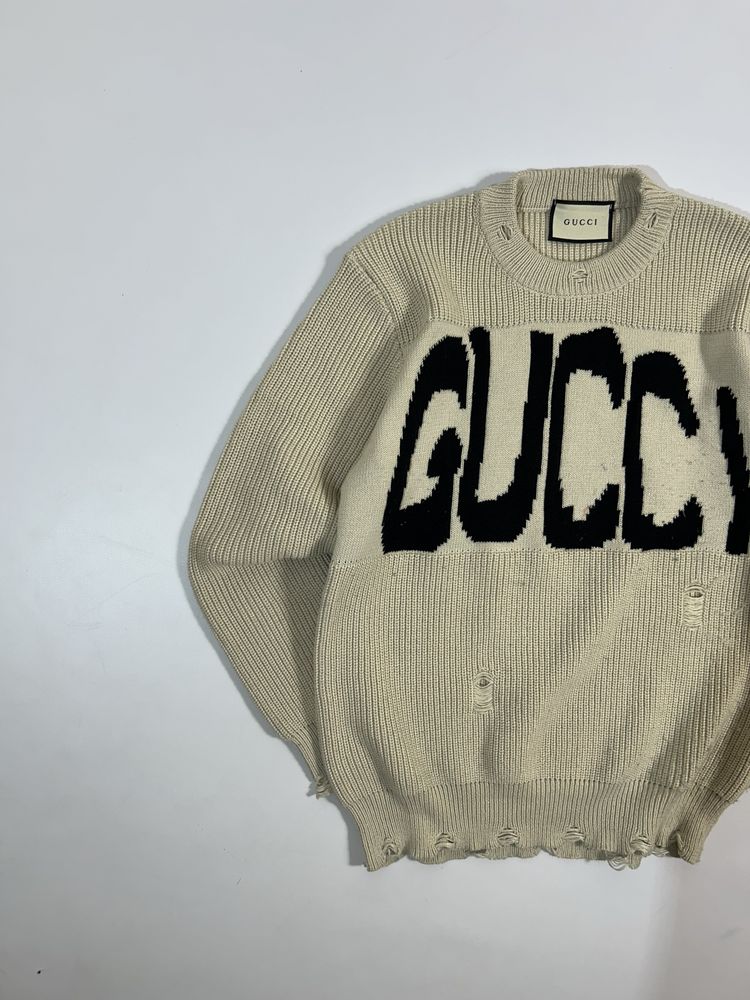 Свитер Gucci & Balenciaga Y2K opium distressed оверсайз
