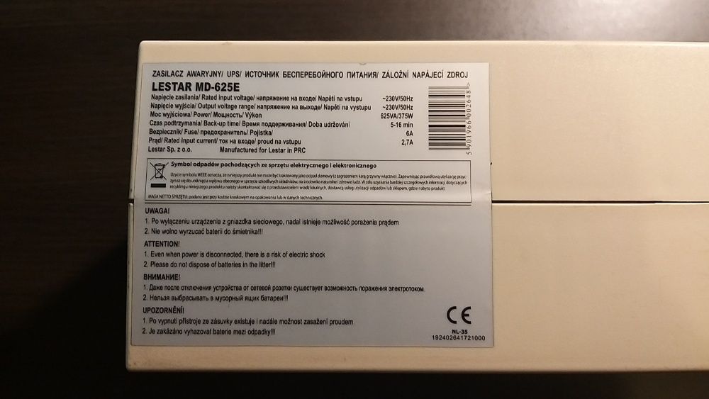 Lestar avr MD-625E zasilacz UPS generator prądotwórczy do komputera PC