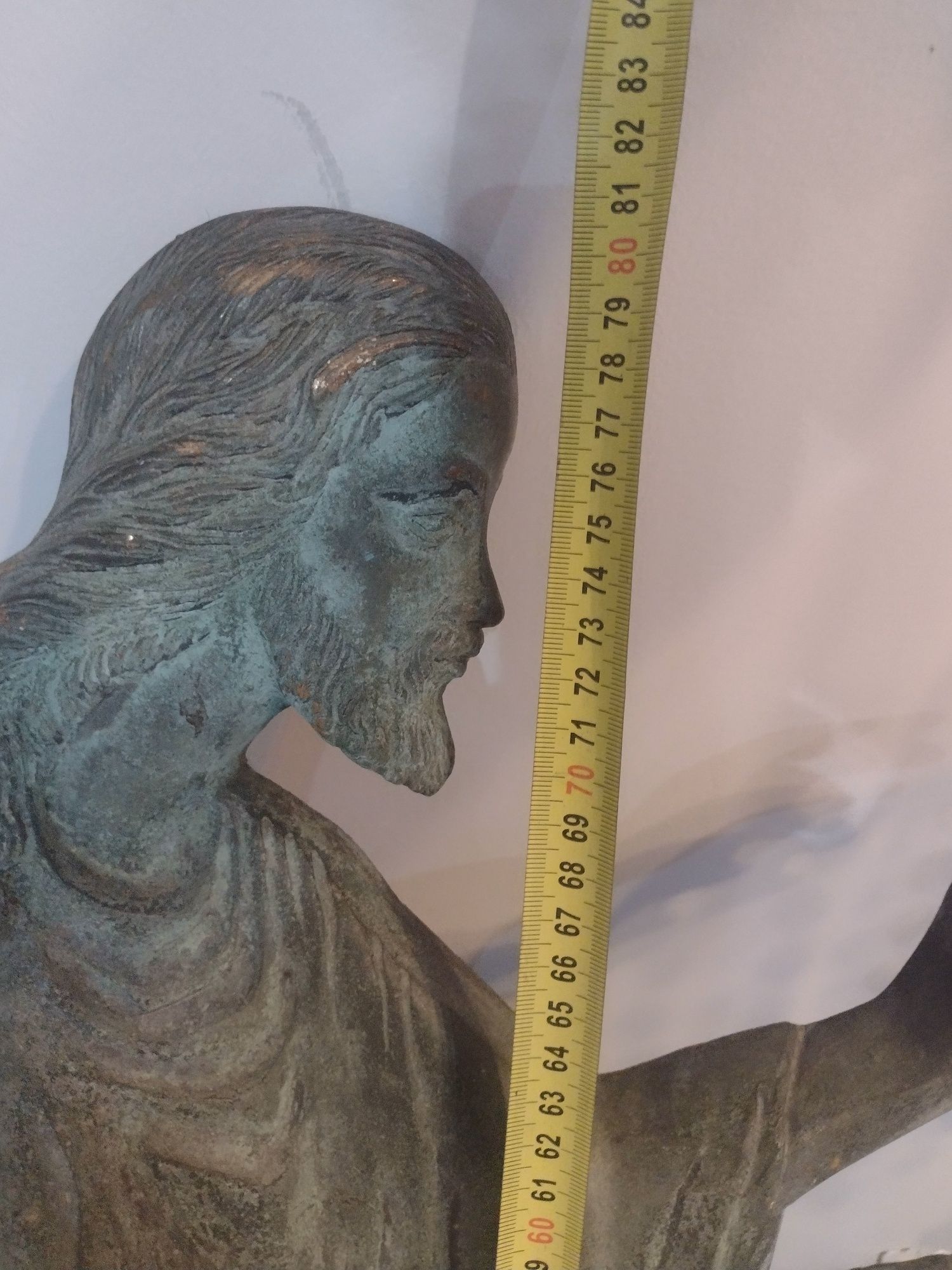 *Wyprzedaż*Piękna, bardzo stara rzeźba Chrystusa z brązu 9kg. 80cm.