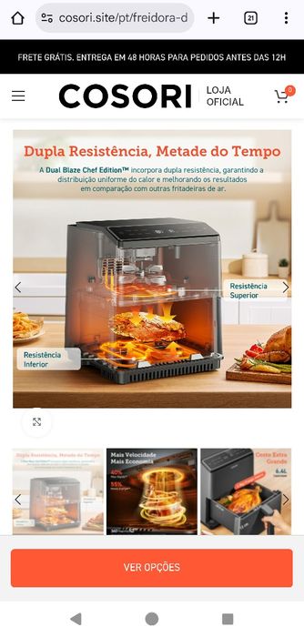 Air Fryer Cosori Dual Blaze Chef Edition 6.4 litre smart