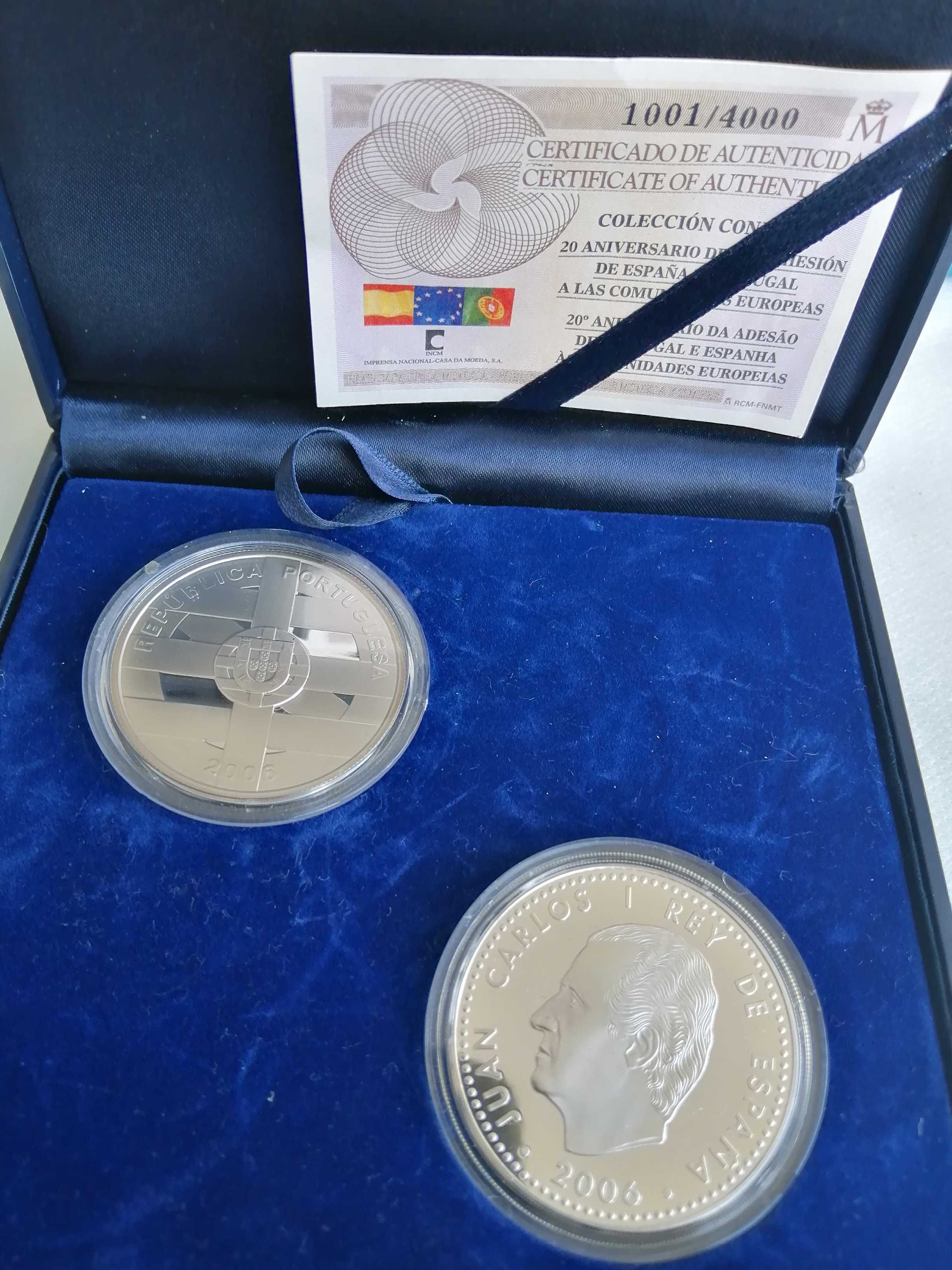 Conjunto de 2 moedas prata prof. Portugal é Espanha, 925 %