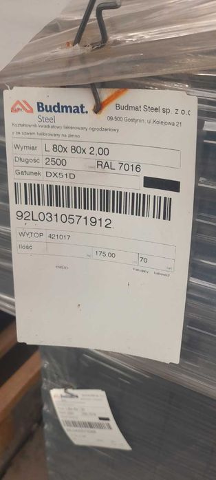 słupek,do furtki , bramy  80x80x2mm , 60x60x2  ocynk+ RAL7016, czarne