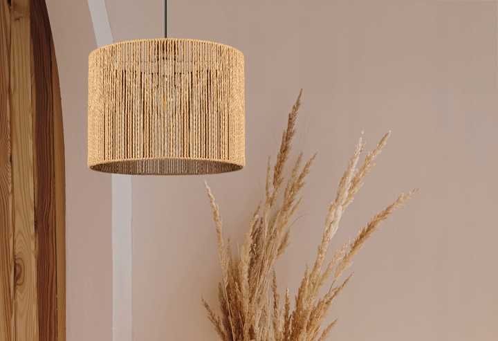 LAMPA WISZĄCA BOHO naturalna brąz sznurek jutowy 30CM APP1324