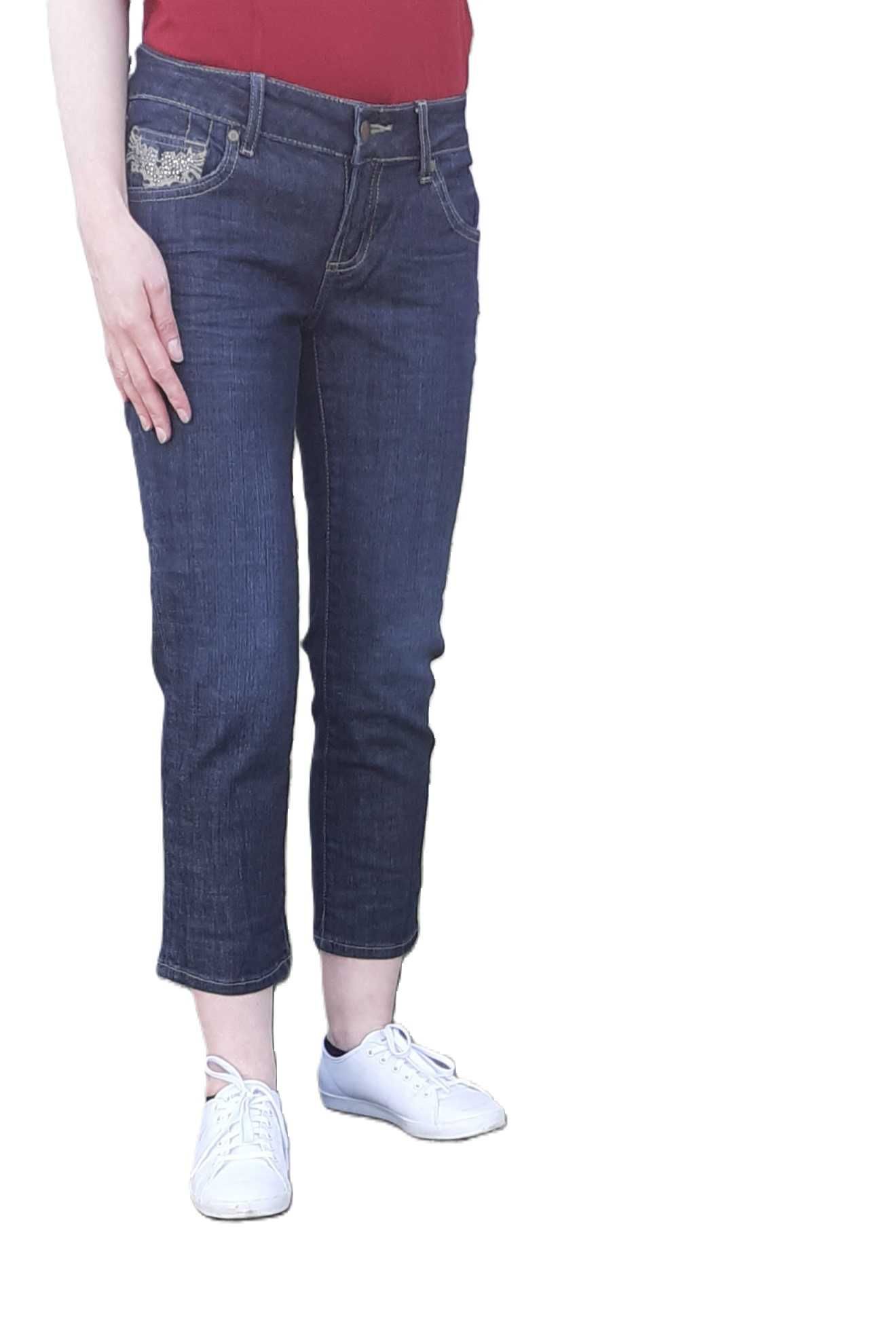 36 Dżinsy jeansy spodnie niski stan crop haft cekiny '90s Y2K vintage