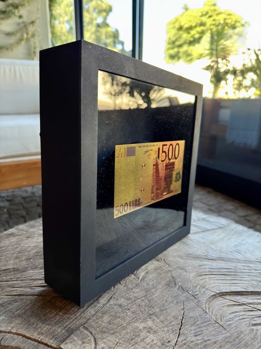 Quadro Decorativo - 25x25cm - Nota de 500 Ouro