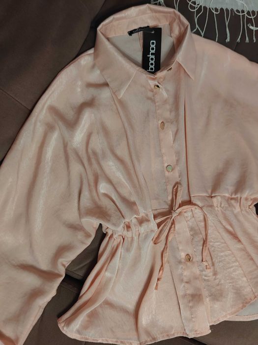 Блузка шовк шифон персикова рожева