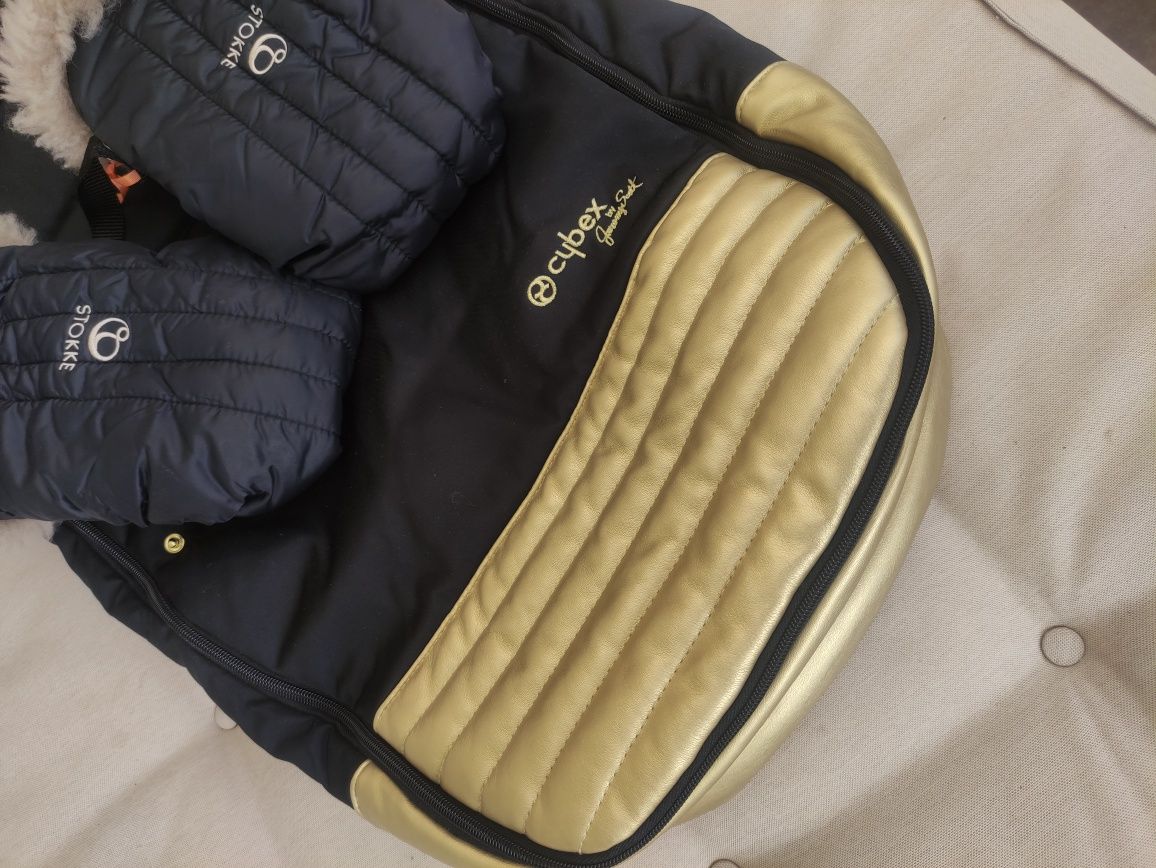 Śpiworek Śpiwór Cybex Priam Jeremy Scott, mufka + rękawice stokke