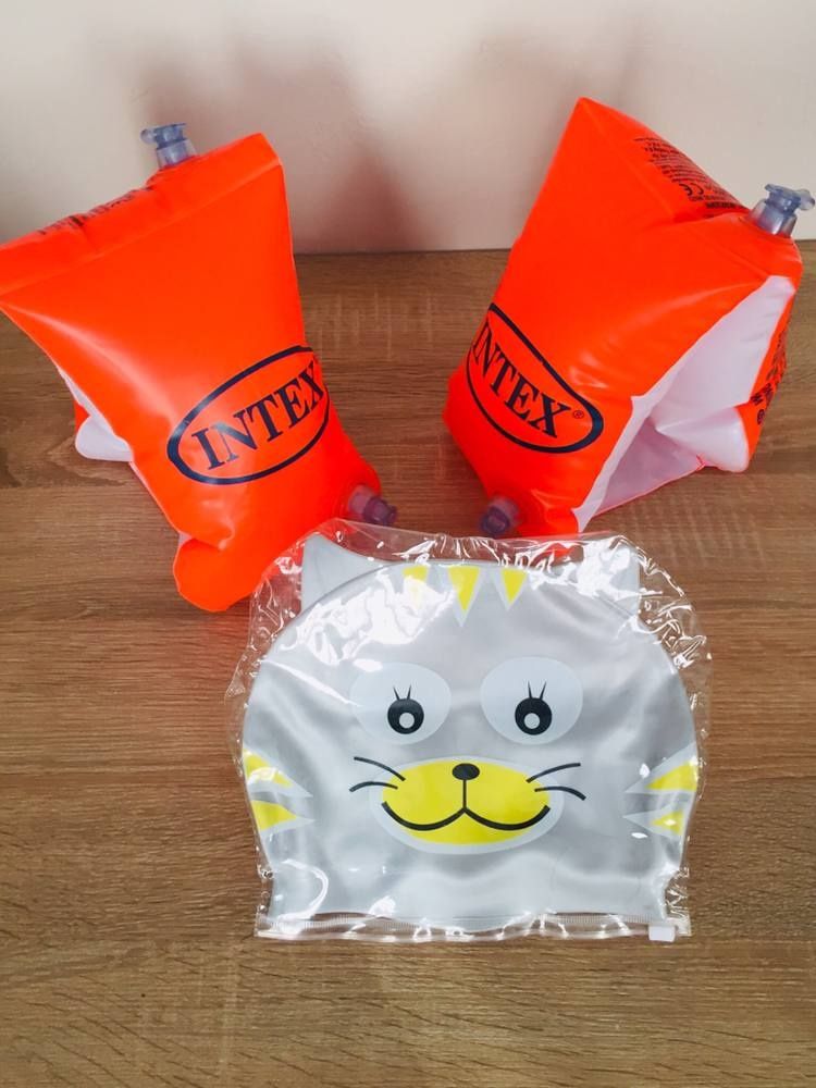 Комплект: шапочка для плавания + нарукавники "поплавки" INTEX