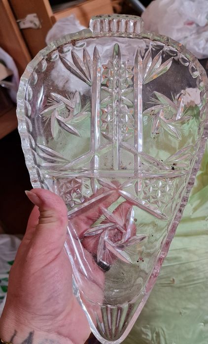 Kryształ misa-patera na cukierki w kształcie serca /łezki