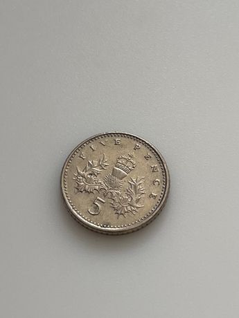Монета Великобритании 5 пенсов 1990 года 5 pence