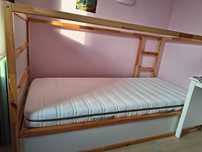 Łóżko IKEA KURA + materac 90x200 + zasłonki – zestaw, stan bdb