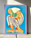 Obraz 60x80 niebieski fioletowy bauhaus space age mid century modern