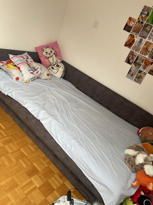 Łóżko szare otwierane