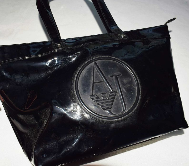 Armani Jeans lakierowana torebka duża shopper na ramię