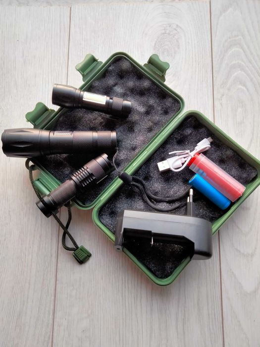 Набор тактических фонарей на аккумуляторах 3шт