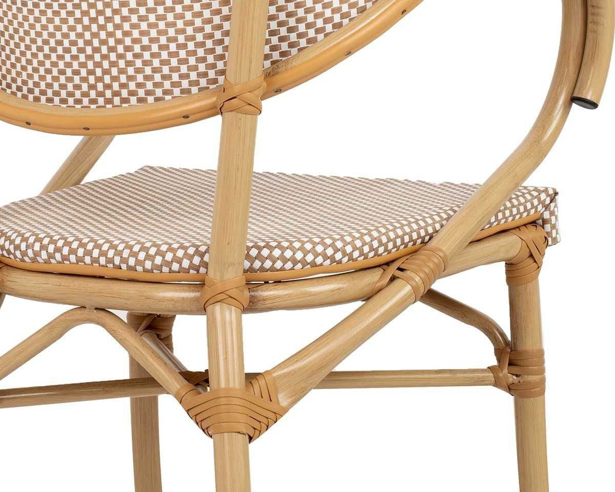 Krzesło ogrodowe na taras BISTRO PARIS ARM jasnobrązowe rattan