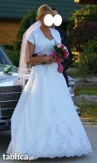 Śliczna suknia ślubna biała kryształki swarovskiego