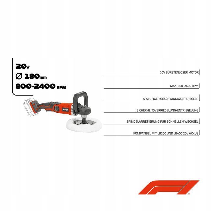 Polerka Formula 1 Pm200 Czerwony 180 Mm 20 V