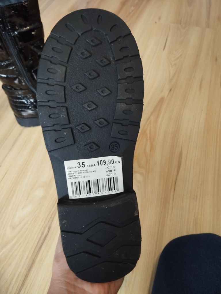 Buty zimowe,kozaki dziewczęce roz . 35, wkł. 23cm