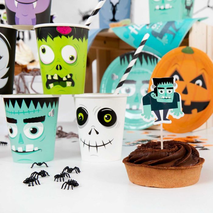 Dekoracje do muffinek toppery na tort "HALLOWEEN MONSTERS" 1opak/7szt.