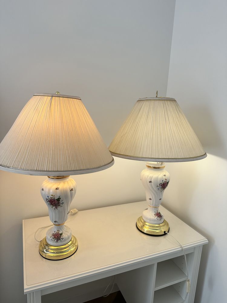 Porcelanowa lampa stołowa 2szt vintage PRL