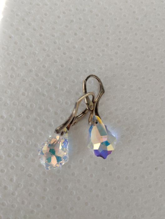 Biżuteria kolczyki kryształki błękitno-żółty odcień