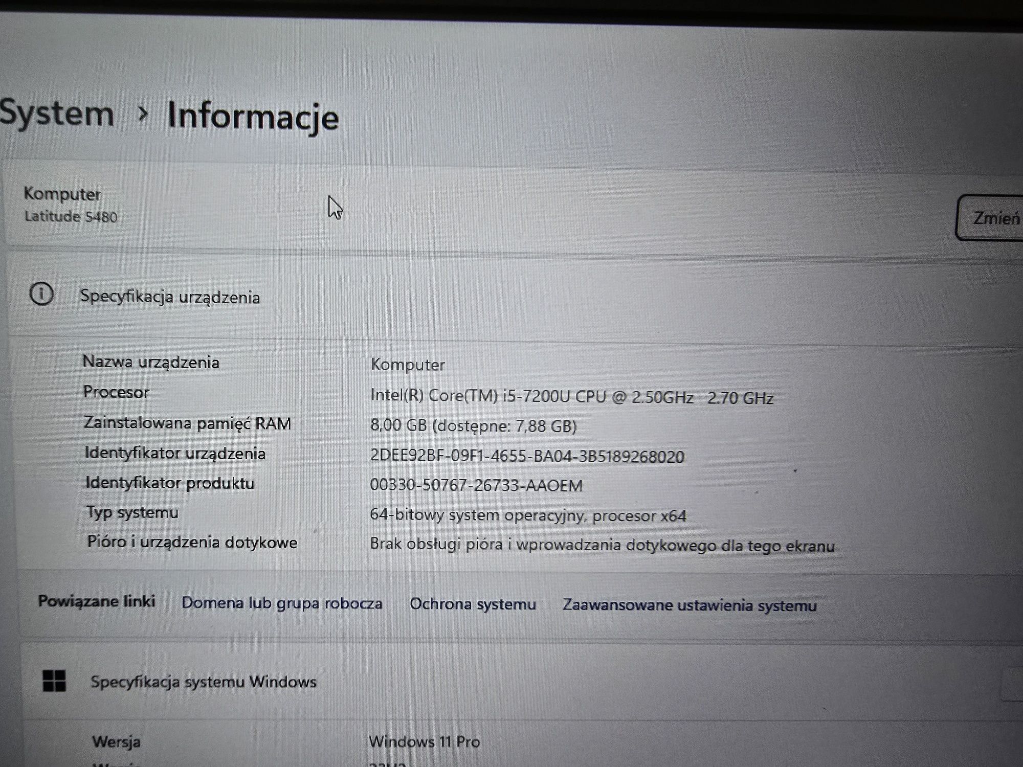 Dell 5480 i5-7200U 16gb RAM 256gb SSD Warszawa