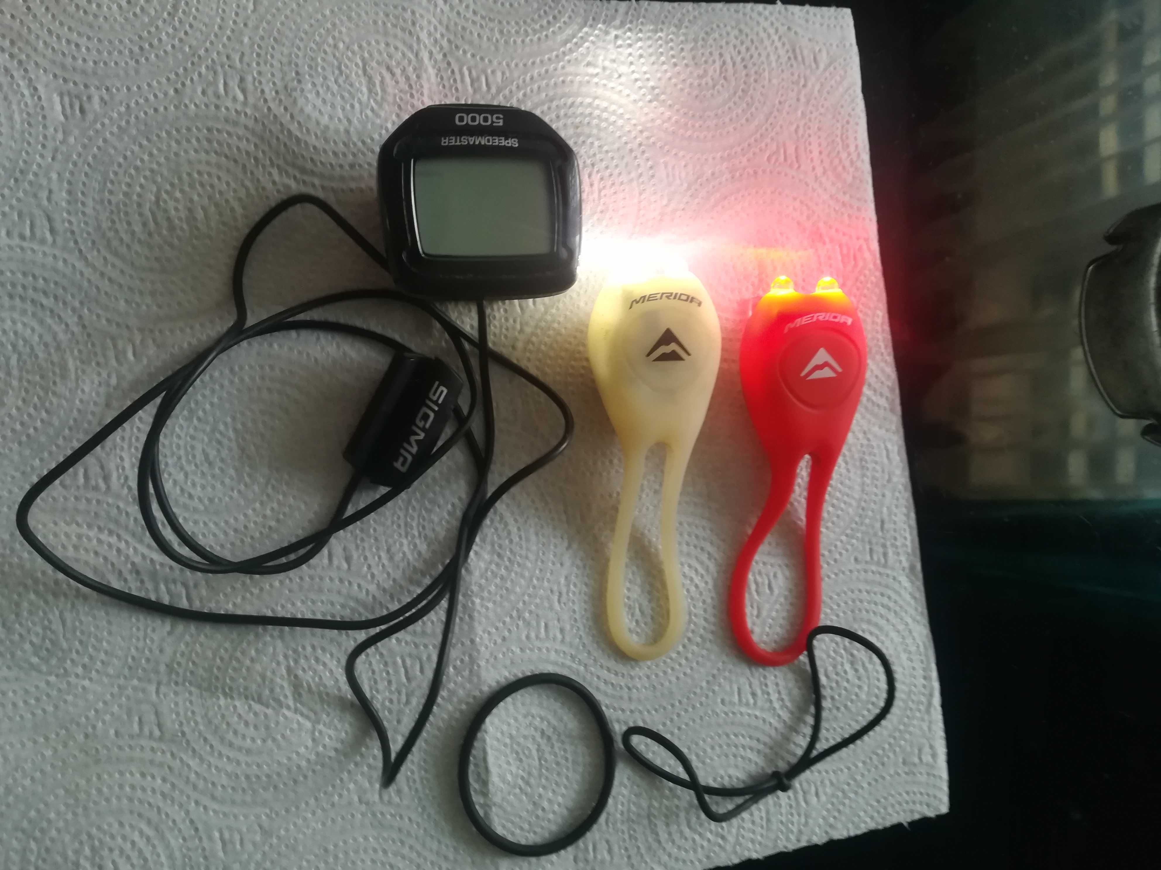 Licznik rowerowy speedmaster 5000 + oświetlenie Led kpl.