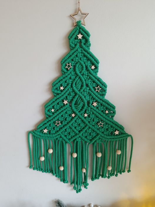 Choinka na zawieszce, makrama święta